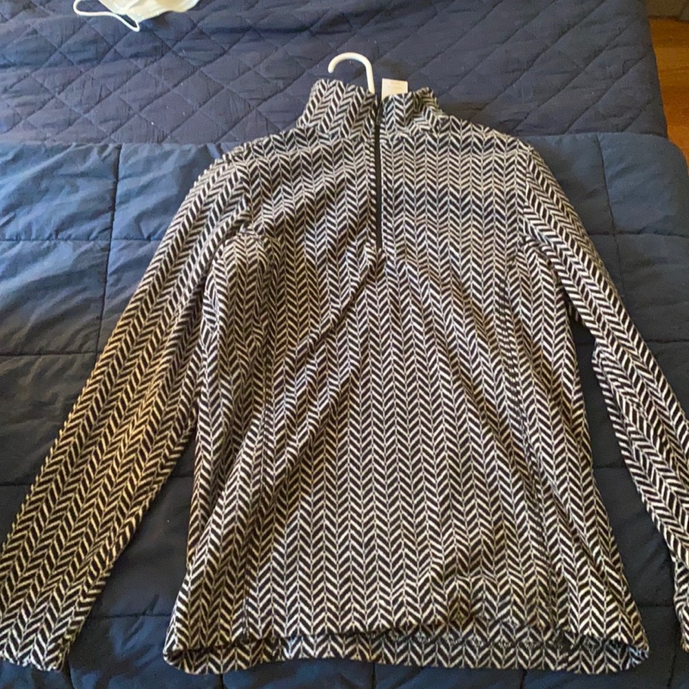 Lands End B&W Fleece Quarter Zip- Size S- NWT